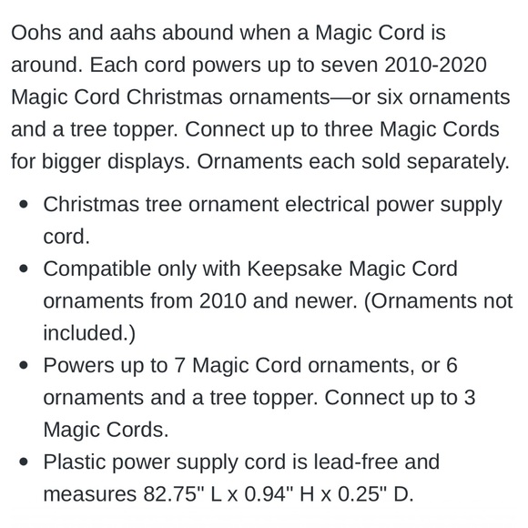 NEW Keepsake HALLMARK Magic Cord • For Light Sound Motion • Powers 7 Ornaments - Picture 3 of 6